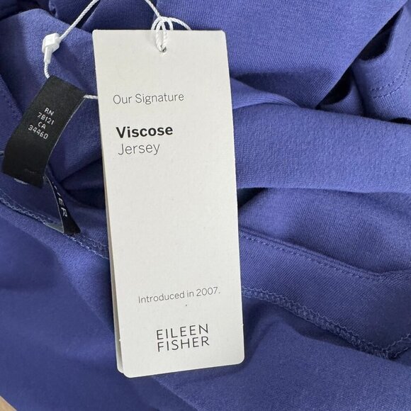 Eileen Fisher Jersey Knit Dress XL Blue Square Neck 3/4 Sleeve NWT DR-1637 - Picture 8 of 9